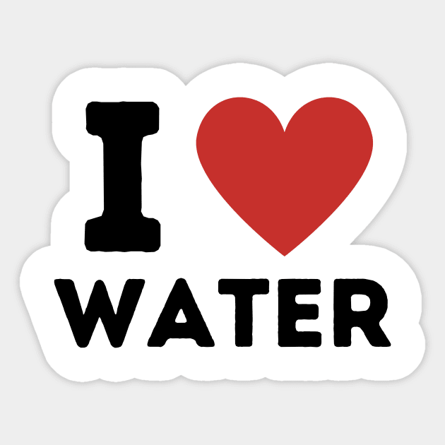 I Love Water Simple Heart Design Sticker by Word Minimalism